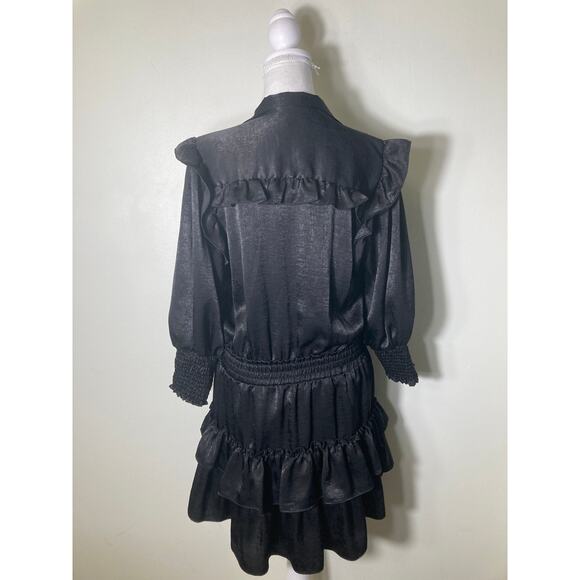 MISA Los Angeles Black Long Sleeve Mini Dress Sz M - Picture 2 of 4